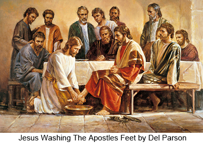 Jesus Washing The Apostles Feet by 
Del Parson