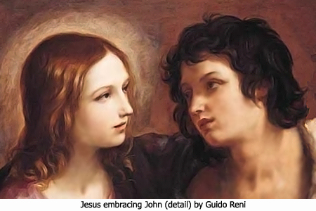 Christ Embracing John The Baptist (detail) by Guido Reni