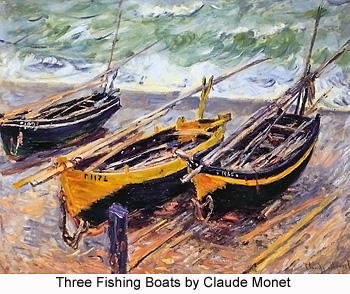 Three Fishing Boats by Claude Monet