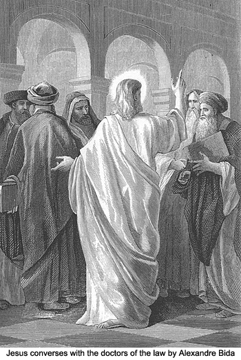 Jesus convereses with the doctors of the law by Alexandre Bida