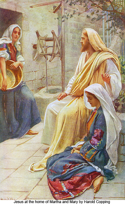 Jesus at the home of Marth and Mary by Harold Copping