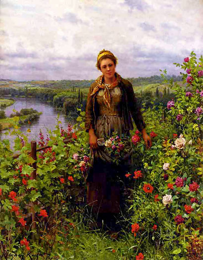A Maid in Her Garden by Daniel Ridgway Knight