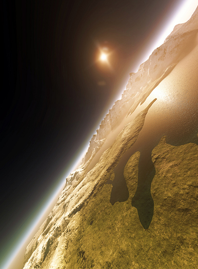 An orbital view of a planet