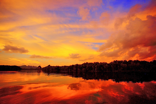 Evening sky over water just after sun has set